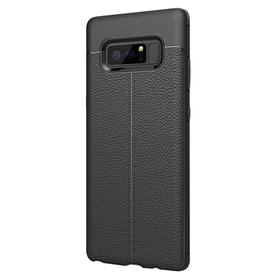 Microsonic Samsung Galaxy Note 8 Kılıf Deri Dokulu Silikon Siyah