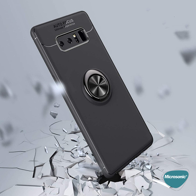 Microsonic Samsung Galaxy Note 8 Kılıf Kickstand Ring Holder Siyah Rose