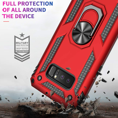 Microsonic Samsung Galaxy Note 8 Kılıf Military Ring Holder Kırmızı
