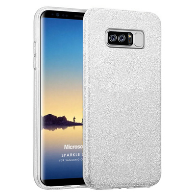 Microsonic Samsung Galaxy Note 8 Kılıf Sparkle Shiny Gümüş