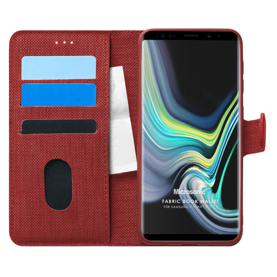 Microsonic Samsung Galaxy Note 9 Kılıf Fabric Book Wallet Kırmızı