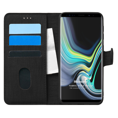 Microsonic Samsung Galaxy Note 9 Kılıf Fabric Book Wallet Siyah