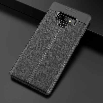 Microsonic Samsung Galaxy Note 9 Kılıf Deri Dokulu Silikon Siyah