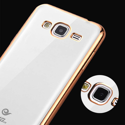 Microsonic Samsung Galaxy On7 Kılıf Skyfall Transparent Clear Gold