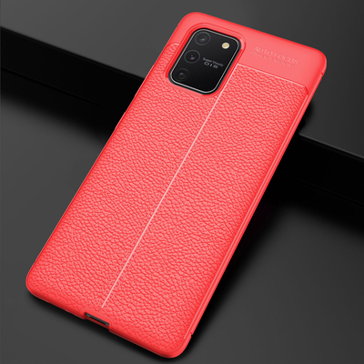 Microsonic Samsung Galaxy S10 Lite Kılıf Deri Dokulu Silikon Kırmızı