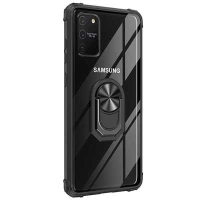 Microsonic Samsung Galaxy S10 Lite Kılıf Grande Clear Ring Holder Siyah