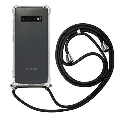 Microsonic Samsung Galaxy S10 Kılıf Neck Lanyard Siyah