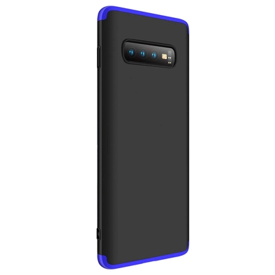 Microsonic Samsung Galaxy S10 Plus Kılıf Double Dip 360 Protective Siyah Mavi