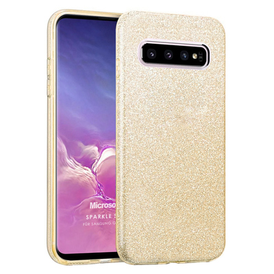 Microsonic Samsung Galaxy S10 Plus Kılıf Sparkle Shiny Gold