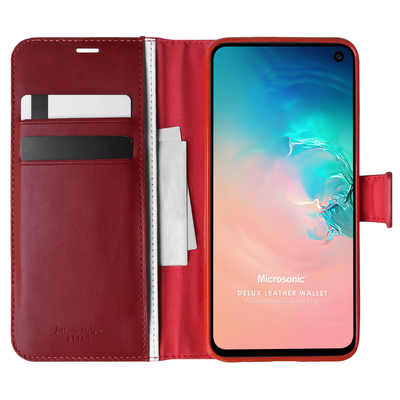 Microsonic Samsung Galaxy S10e Kılıf Delux Leather Wallet Kırmızı