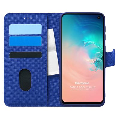 Microsonic Samsung Galaxy S10E Kılıf Fabric Book Wallet Lacivert