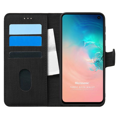 Microsonic Samsung Galaxy S10E Kılıf Fabric Book Wallet Siyah