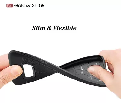 Microsonic Samsung Galaxy S10e Kılıf Deri Dokulu Silikon Lacivert