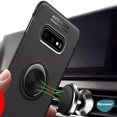 Microsonic Samsung Galaxy S10e Kılıf Kickstand Ring Holder Kırmızı