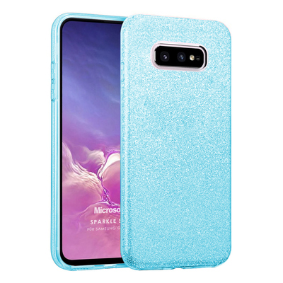 Microsonic Samsung Galaxy S10e Kılıf Sparkle Shiny Mavi