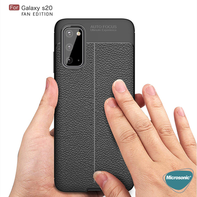 Microsonic Samsung Galaxy S20 FE Kılıf Deri Dokulu Silikon Kırmızı
