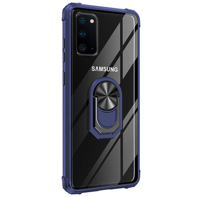 Microsonic Samsung Galaxy S20 Kılıf Grande Clear Ring Holder Lacivert