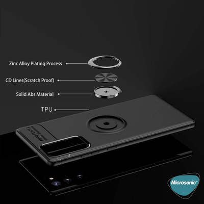 Microsonic Samsung Galaxy S20 Kılıf Kickstand Ring Holder Siyah