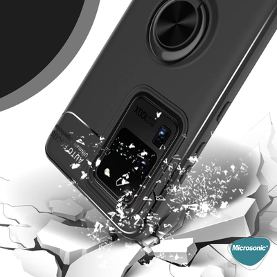 Microsonic Samsung Galaxy S20 Ultra Kılıf Kickstand Ring Holder Lacivert