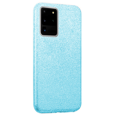 Microsonic Samsung Galaxy S20 Ultra Kılıf Sparkle Shiny Mavi