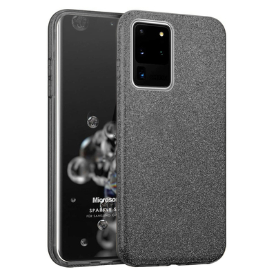 Microsonic Samsung Galaxy S20 Ultra Kılıf Sparkle Shiny Siyah