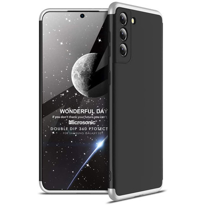 Microsonic Samsung Galaxy S21 Kılıf Double Dip 360 Protective AYS Siyah Gri