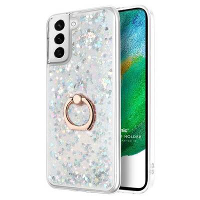 Microsonic Samsung Galaxy S21 FE Kılıf Glitter Liquid Holder Gümüş