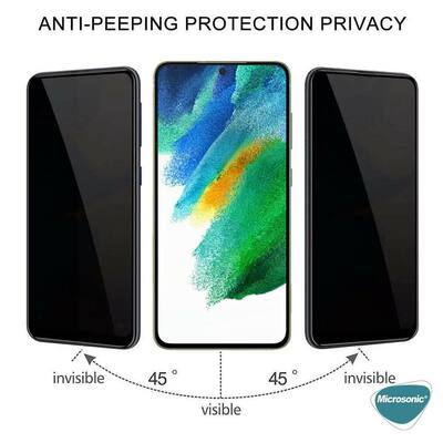 Microsonic Samsung Galaxy S21 FE Invisible Privacy Kavisli Ekran Koruyucu Siyah