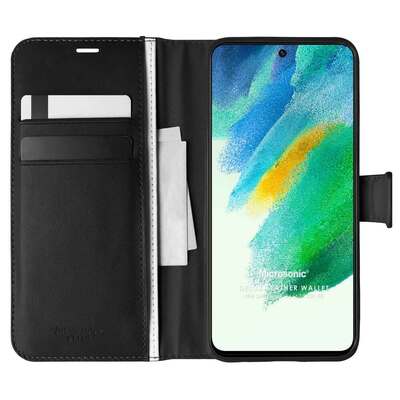 Microsonic Samsung Galaxy S21 FE Kılıf Delux Leather Wallet Siyah