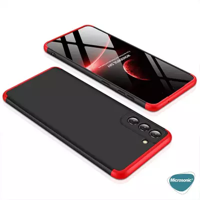 Microsonic Samsung Galaxy S21 FE Kılıf Double Dip 360 Protective Kırmızı
