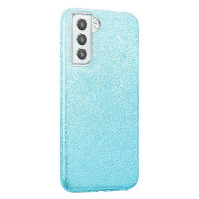 Microsonic Samsung Galaxy S21 FE Kılıf Sparkle Shiny Mavi