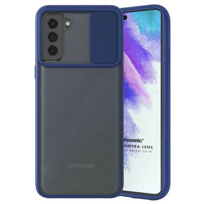 Microsonic Samsung Galaxy S21 FE Kılıf Slide Camera Lens Protection Lacivert