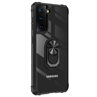 Microsonic Samsung Galaxy S21 Kılıf Grande Clear Ring Holder Siyah