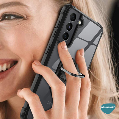 Microsonic Samsung Galaxy S21 Kılıf Grande Clear Ring Holder Siyah
