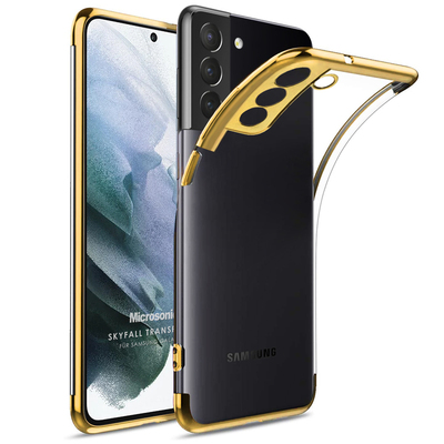 Microsonic Samsung Galaxy S21 Kılıf Skyfall Transparent Clear Gold
