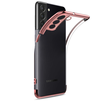 Microsonic Samsung Galaxy S21 Kılıf Skyfall Transparent Clear Rose Gold