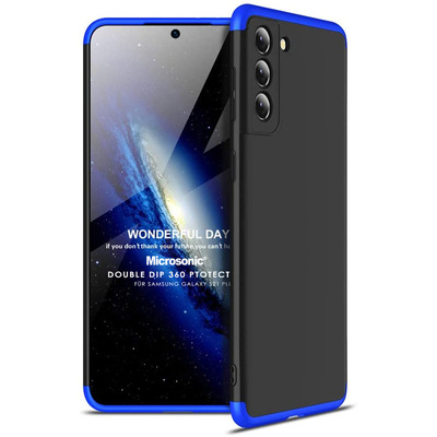 Microsonic Samsung Galaxy S21 Plus Kılıf Double Dip 360 Protective AYS Siyah Mavi