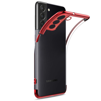 Microsonic Samsung Galaxy S21 Plus Kılıf Skyfall Transparent Clear Kırmızı