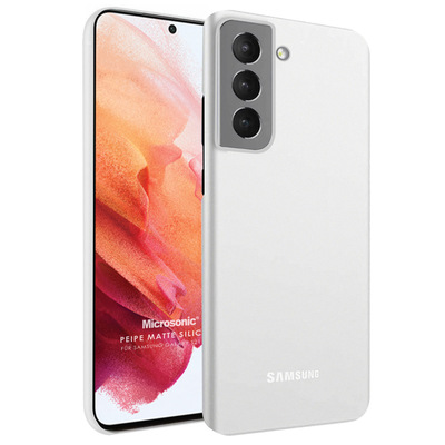 Microsonic Samsung Galaxy S21 Plus Kılıf Peipe Matte Silicone Beyaz