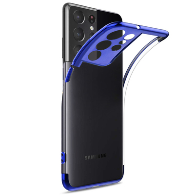 Microsonic Samsung Galaxy S21 Ultra Kılıf Skyfall Transparent Clear Mavi