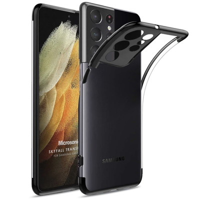 Microsonic Samsung Galaxy S21 Ultra Kılıf Skyfall Transparent Clear Siyah