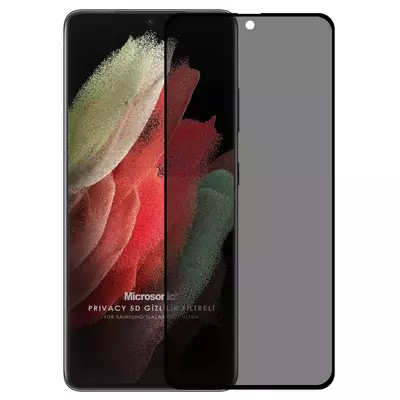 Microsonic Samsung Galaxy S21 Ultra Privacy 5D Gizlilik Filtreli Cam Ekran Koruyucu Siyah