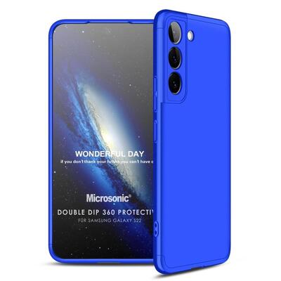 Microsonic Samsung Galaxy S22 Kılıf Double Dip 360 Protective AYS Mavi