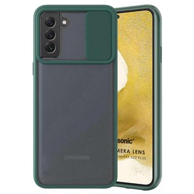 Microsonic Samsung Galaxy S22 Kılıf Slide Camera Lens Protection Koyu Yeşil
