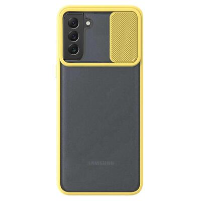 Microsonic Samsung Galaxy S22 Kılıf Slide Camera Lens Protection Sarı