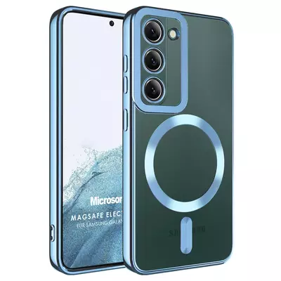Microsonic Samsung Galaxy S22 Plus Kılıf MagSafe Luxury Electroplate Mavi