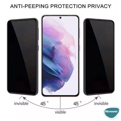 Microsonic Samsung Galaxy S22 Privacy 5D Gizlilik Filtreli Cam Ekran Koruyucu Siyah