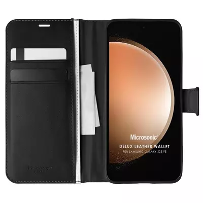 Microsonic Samsung Galaxy S23 FE Kılıf Delux Leather Wallet Siyah