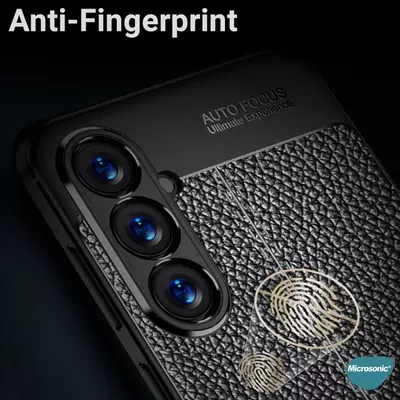 Microsonic Samsung Galaxy S23 FE Kılıf Deri Dokulu Silikon Siyah