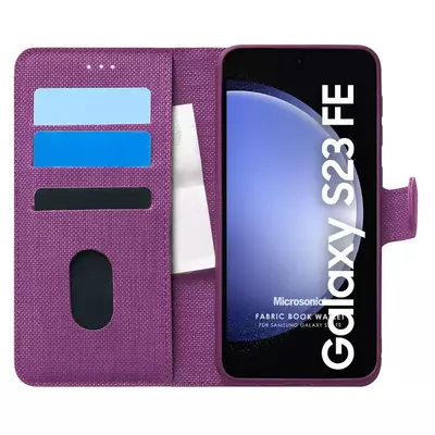 Microsonic Samsung Galaxy S23 FE Kılıf Fabric Book Wallet Mor